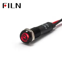 FILN 8mm Car Dashboard Parking Brake Mark Symbol Led Red Yellow White Blue Green 12v Led Indicator Light with 20cm Cable