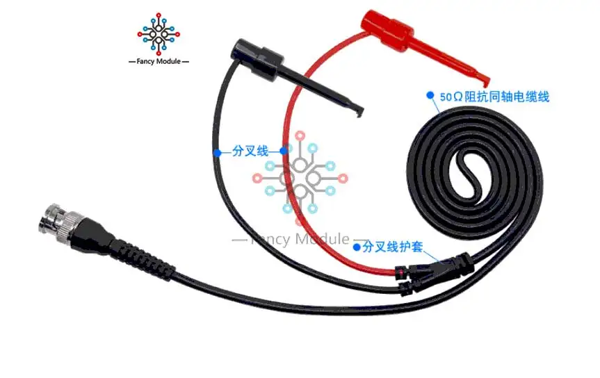 Oscilloscope 5A 500V P1007 BNC Male Plug Q9 to Dual Hook Clip Test Probe Cable line 120CM w/ Two Mini Probes medium Test Hook