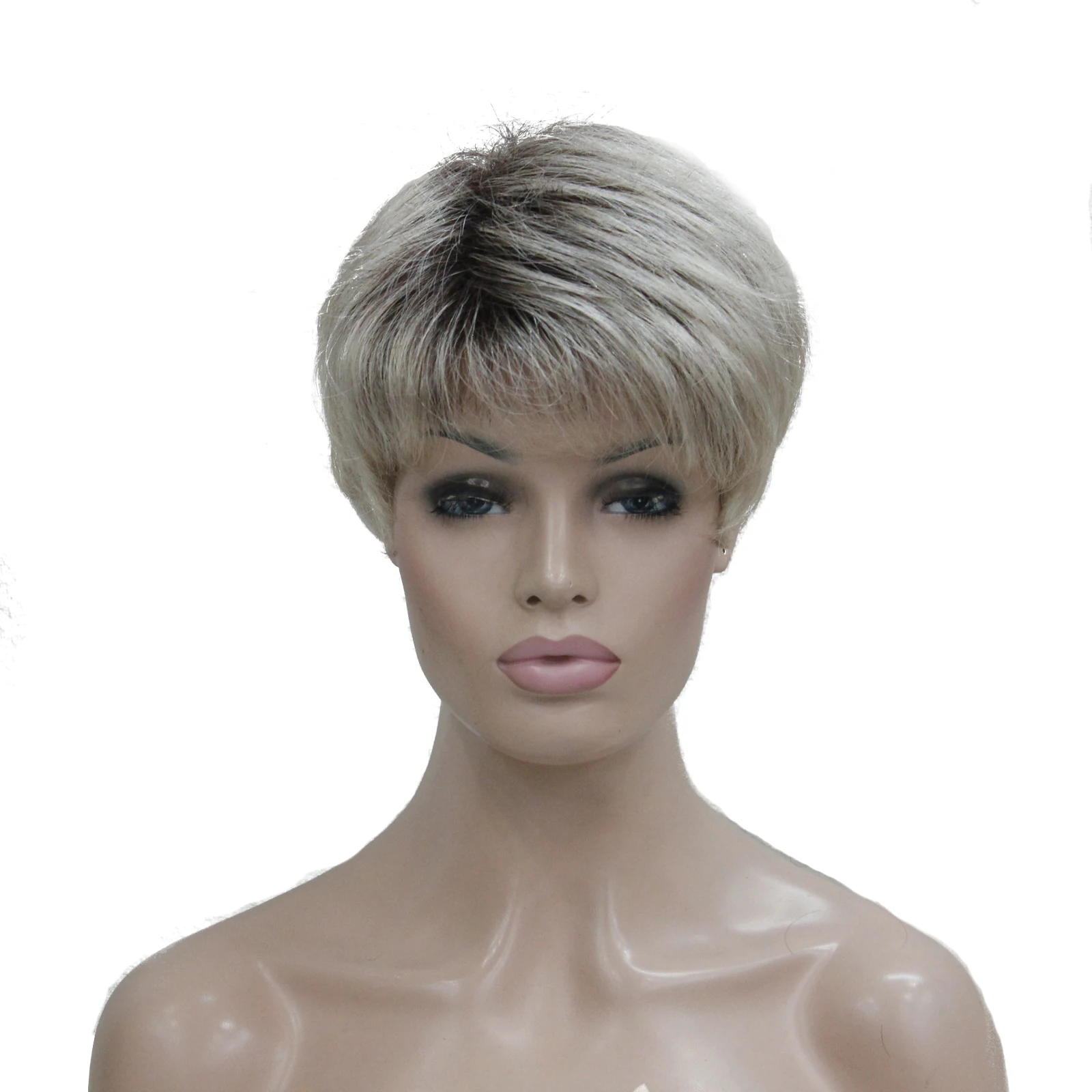 

StrongBeauty Women's Wigs Brown/Blonde MIX Short Straight Natural Synthetic Wig