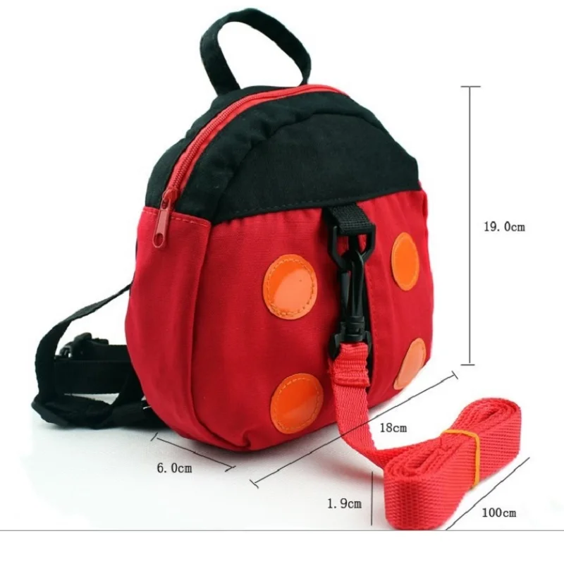 Ladybug Baby Harness girls School Bags Reins Satchel Rucksacks Children Backpack Baby Safety Lunch Bag