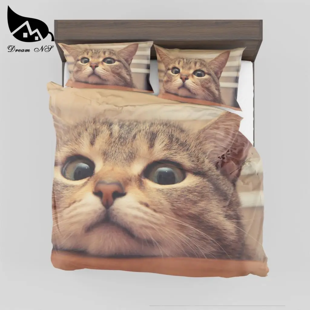 Dream NS 3D Effect Prints Very cute cat Comforter shell pillowcase single size children Bed room Home textiles Bedding set SMY21