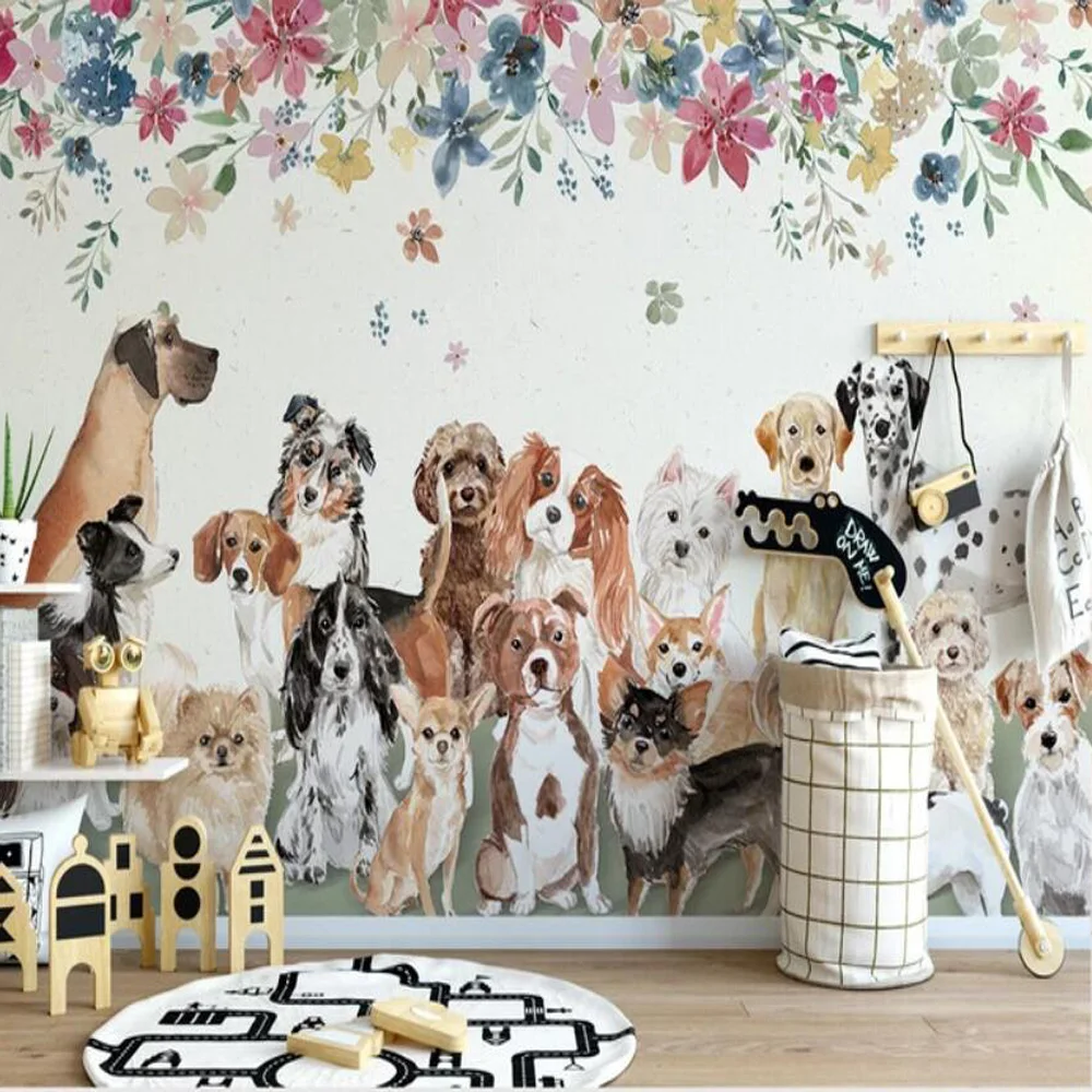 

3D Creative Dog Animal Wallpaper Mural Art Wall Decals Wall Mural Paper Rolls Contact Paper Roll 3d Wall Murals Custom