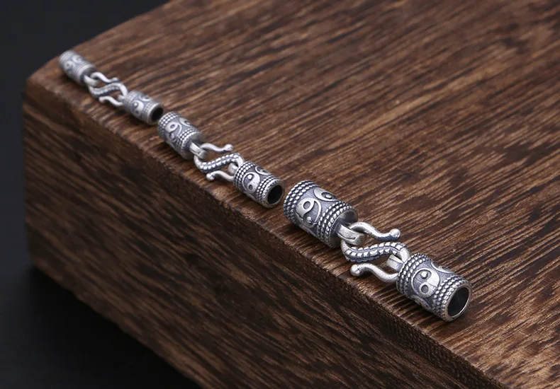 100% 925 Silver Bracelet Fasteners Sterling Necklace Fasteners Pure Silver Jewelry Clasp Hook Fengshui Bagua Symbol Good Luck