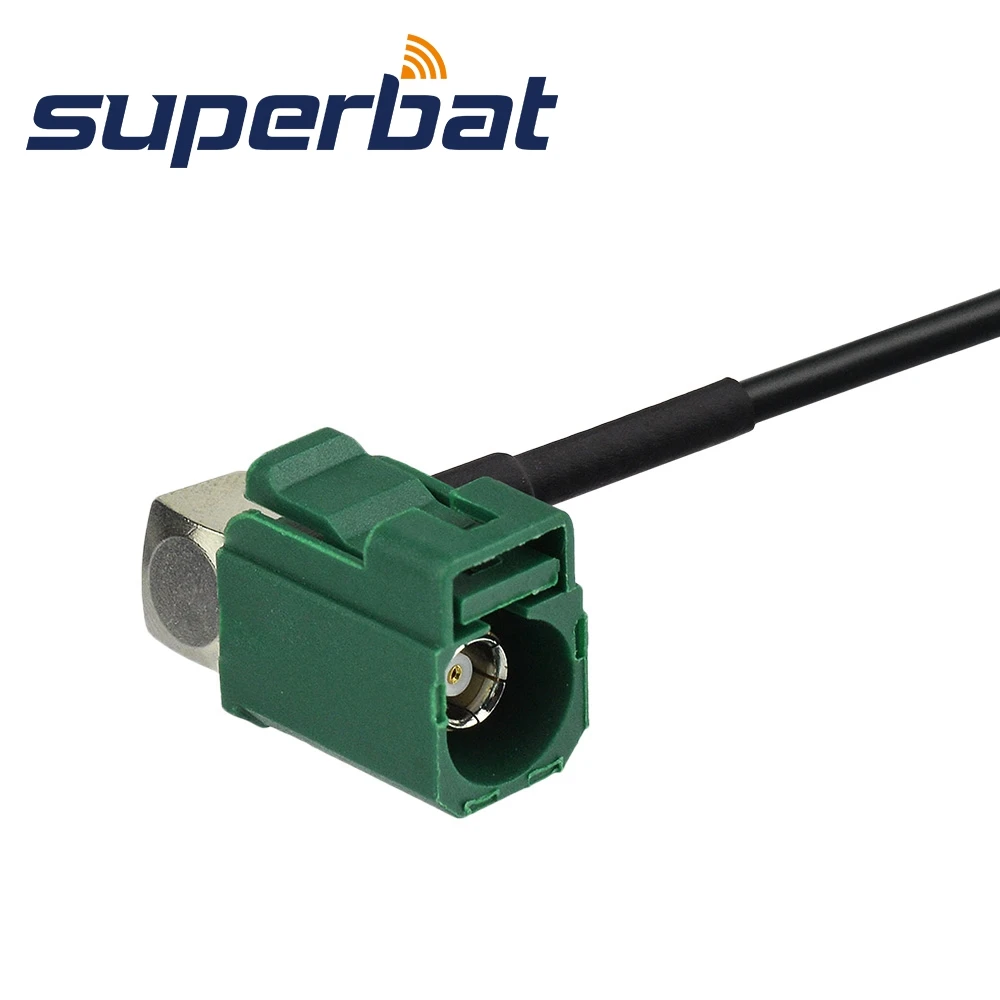 Superbat Fakra E Green Jack Straight to Female Right Angle Extension Cable RG174 5M RF Coaxial Cable for Car TV1 Customizable