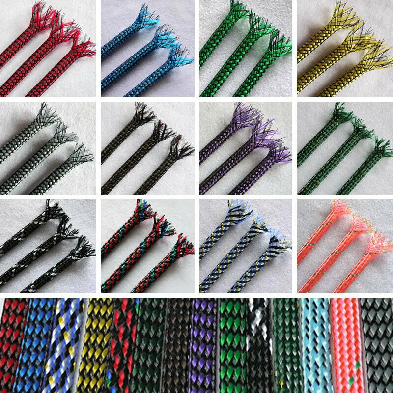 1-20M Cable Sleeves 3-100mm Black Snakeskin Mesh Wire Protecting Nylon Tight PET Expandable Insulation Sheathing Braided Sleeves