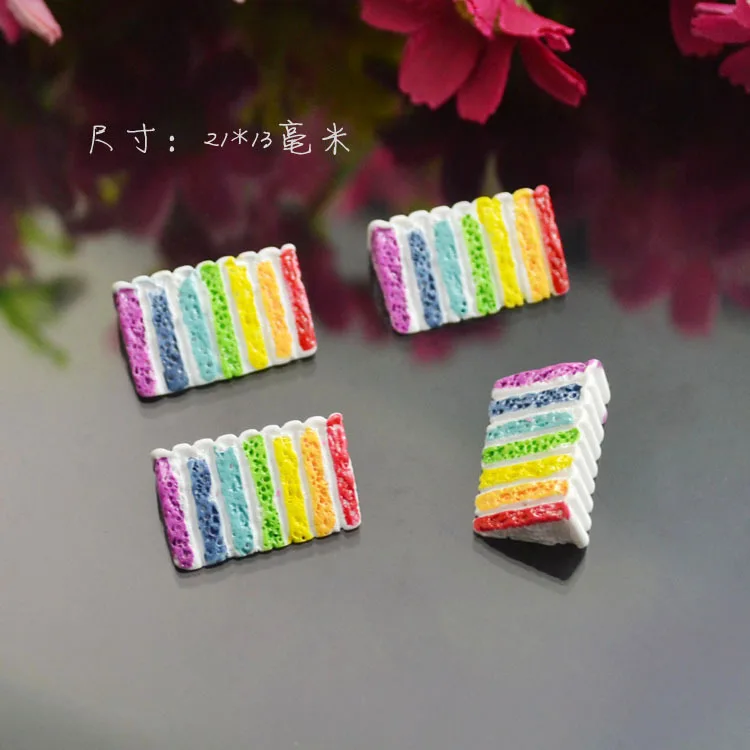 10pcs  Resin stereoscopic rainbow cake Cream following pencil case receive a case accessories diy cake Japanese food