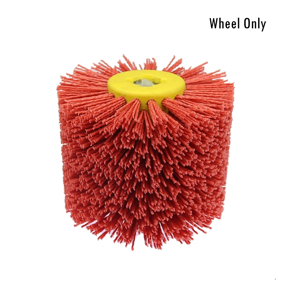 120*100*19mm Red Abrasive Wire Drum Brushes Deburring Polishing Buffing Wheel for Furniture Wood Angle Grinder Adapter