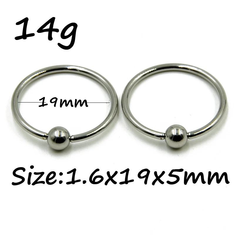 10 Pieces Extra Large Size Surgical Steel Captive Bead Ring Septum Nose Hoop Ring Ear Tragus Cartilalge Labia Piercing Ring 16g