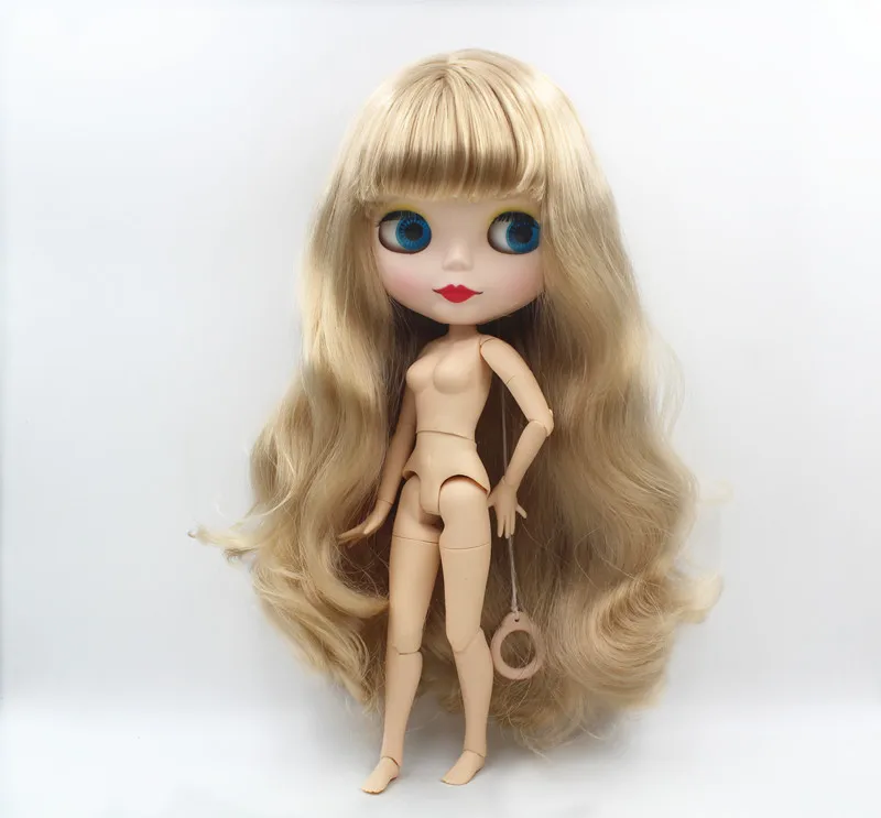 Blygirl,Blyth,Light golden bangs with curly hair, 19 joint body, frosted face shell, 1/6 doll, can replace body, DIY doll.