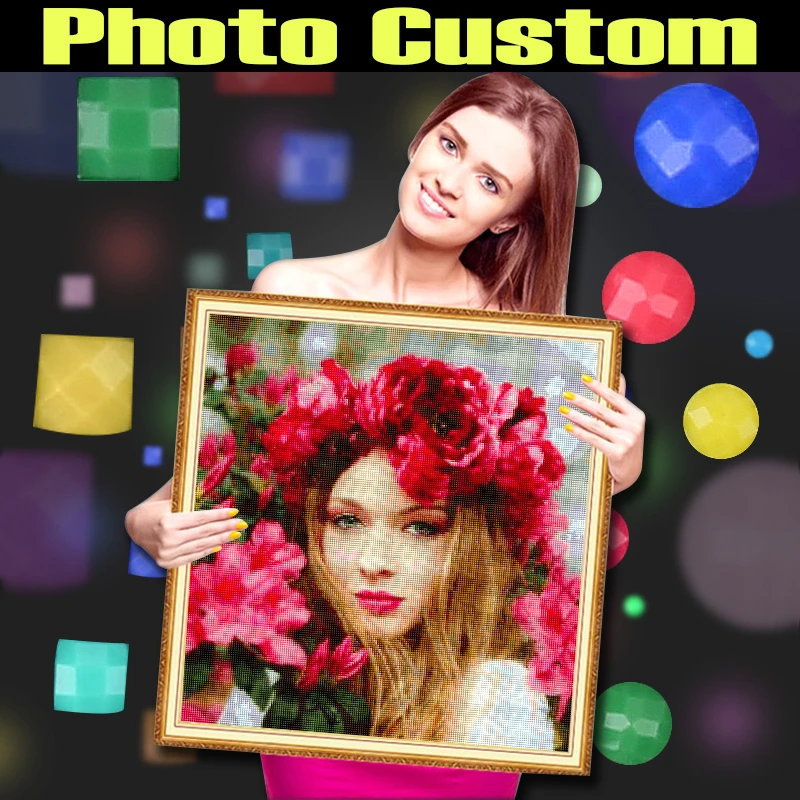 DIAPAI Photo Custom เพชรภาพวาด 5D DIY ภาพ Rhinestones เพชรเย็บปักถักร้อย 3D Cross Stitch ตกแต่งบ้าน