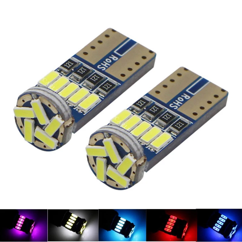 100pcs Car LED T10 W5W 194 168 Canbus Non Polar Auto Wedge Clearance Light Reading Lights Bulb Door Tail Lamp 15SMD 4014 DC 12V