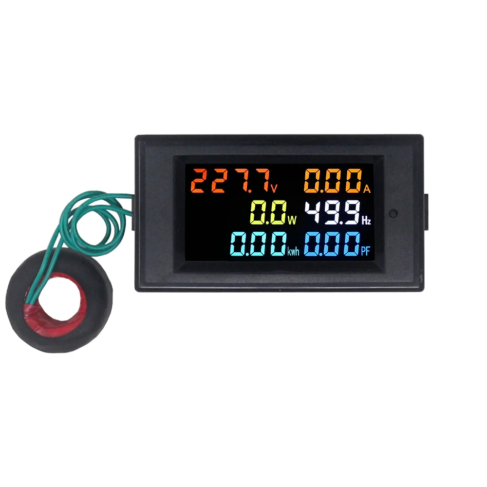 AC Voltmeter Ammeter Power Energy Meter AC 80.0-300.0V/AC 200.0-450.0 V 0.01-100A HD Color Screen 180 Degrees Flawless LED