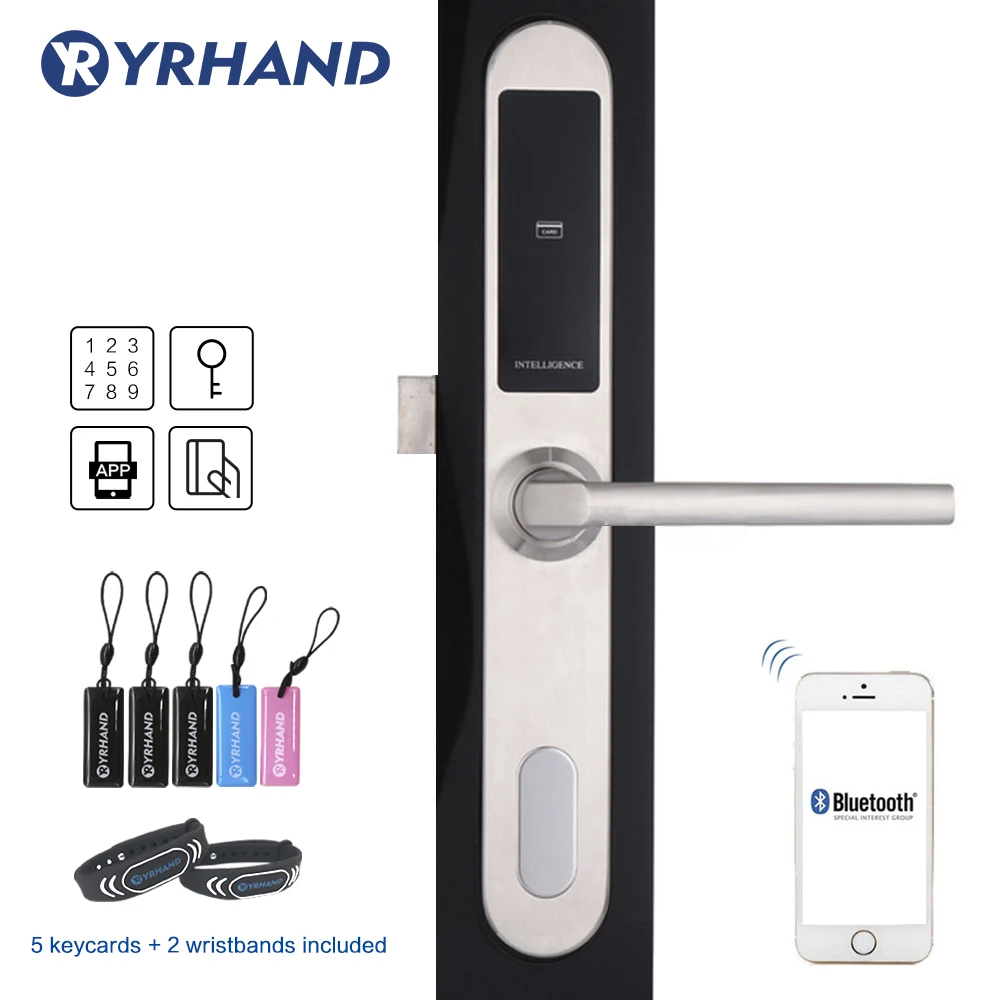 Smart Door Lock WiFi, TT lock App Digital Bluetooth Smart Password Lock Pin Code Electronic Door Lock for Aluminum Glass Door