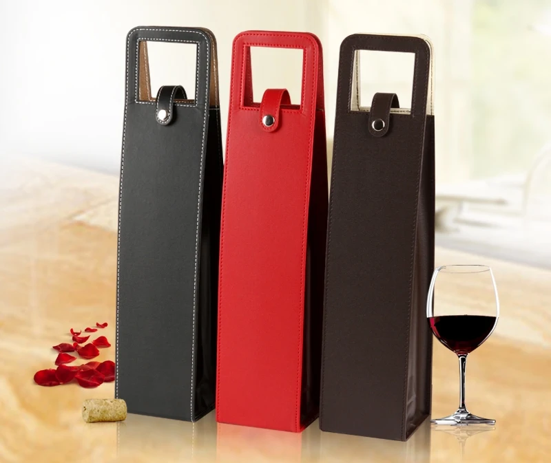 Free Shipping Supreme Quality wholesale direct selling wine bags of wine packaging gift boxes Red wine only leather box(00030)