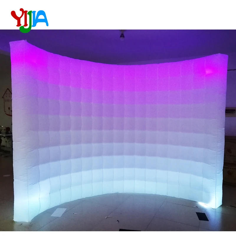 

Multi LED Color changing 10ft Wedding Party Photo Booth backdrop Inflatable Wall With LED Strips Top and Bottom wall Sales