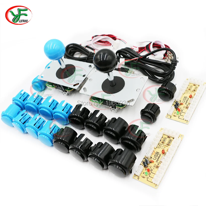 DIY Handle 8 Way Arcade Joystick Kits 24mm/30mm Push Button Replacement Game Set Cable USB Encoder Board To PC Raspberry pi