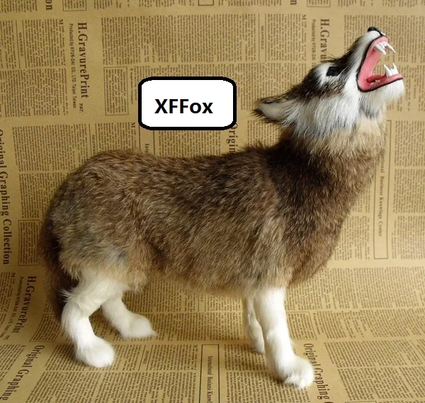 big simulation look up wolf model polyethylene&furs gray-brown wolf gift about 35x12x30cm xf2080