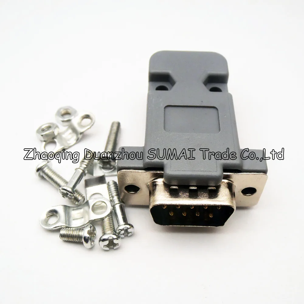 NEW Male connector DB9 socket/Plug 9pin +shell sets RS232 serial ports COM communication interface