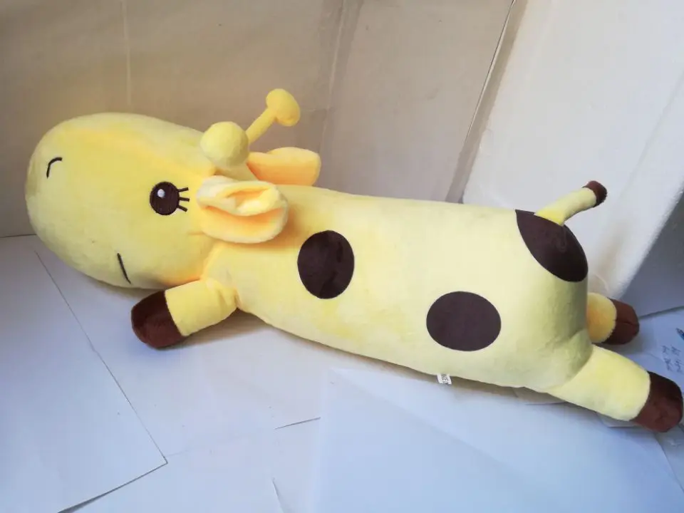 about 55cm yellow cartoon giraffe plush toy lying giraffe soft doll pillow toy Christmas gift h2308