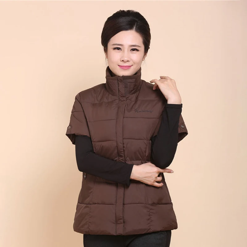 2022 5XL Mother Loaded Cotton Vest Autumn Winter Down Cotton Vest Half Sleeve Wild Jacket Thick Section Warm Vest Women C8