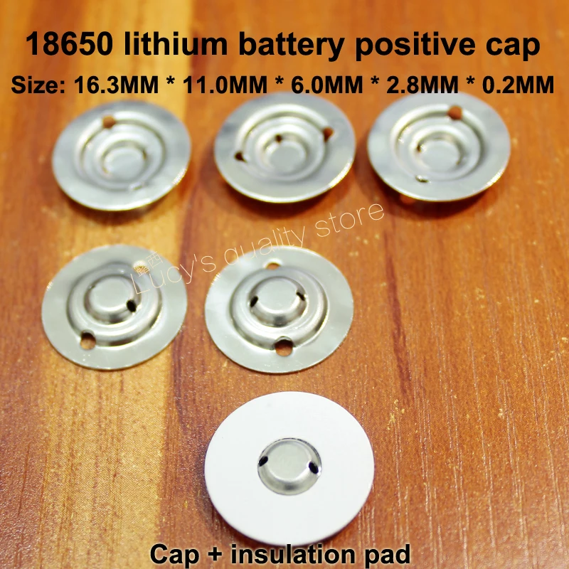 100pcs/lot 18650 Lithium battery positive large tip cap battery disassemble battery accessories flat cap insulation pad