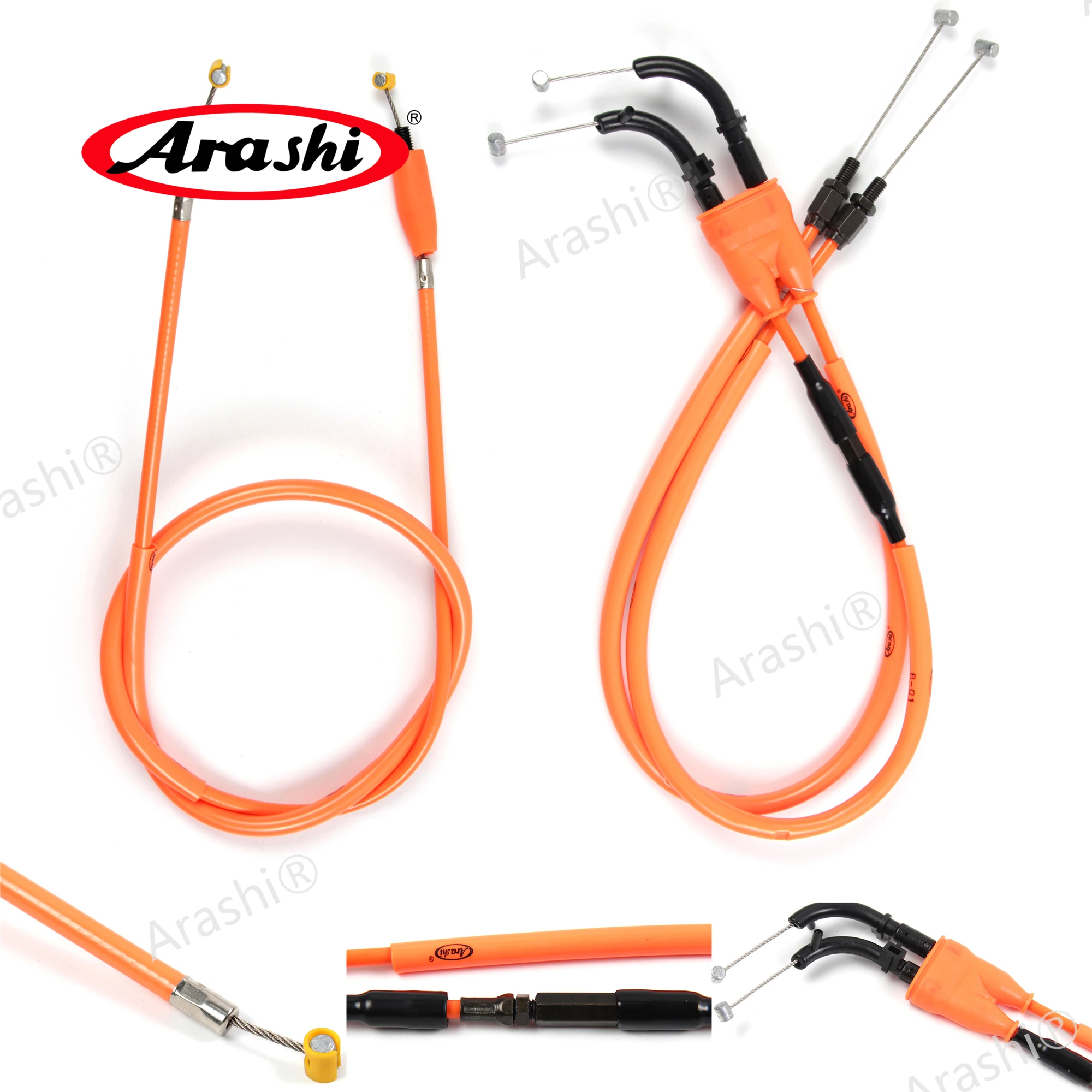 Arashi Motorcycle Accessories Throttle & Clutch Cables Stainless Lines for YAMAHA YZF R6 2006 2007 2008 2009 - 2012 YZF-R6 1 Set