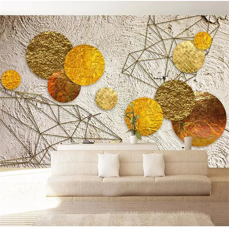 

beibehang Custom wallpaper 3d photo mural gold circle composition minimalist background wall painting papel de parede wallpaper