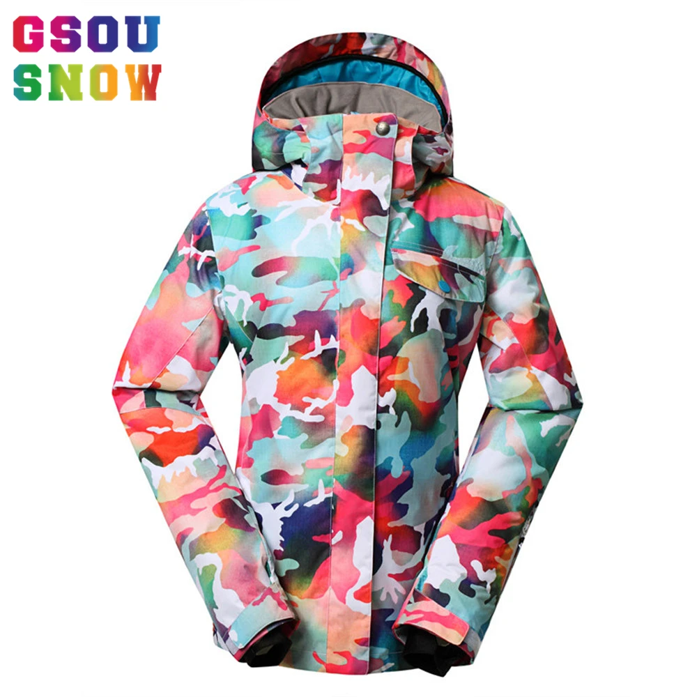 GSOU SNOW women's Ski suit -35 degree low Degree Women's Snowboard Jacket Winter Coats Waterproof Breathable Colorful Skiwear