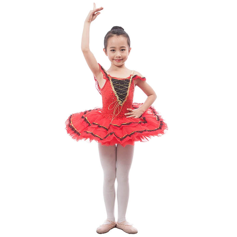 

New Amazing Spanish Red Ballet Dance Tutu Women/Child Stage Performance/Competition Costume Girls Ballerina Sequins Tutu Dress