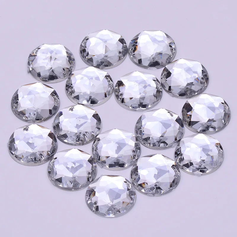 JUNAO 6 8 10 12 18 20 30 52mm cucire su Clear AB strass Appliques Flatback Round acrilico Crystal Stones cucito Scrapbook Beads