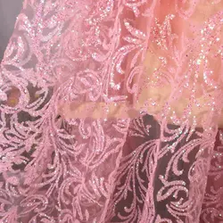 GLace 1Y/Lot 5colours High Quality Transparent Pattern Bronzed Fabric Sequin Net Fabric Cloth Dress Performance Decoartion TX569