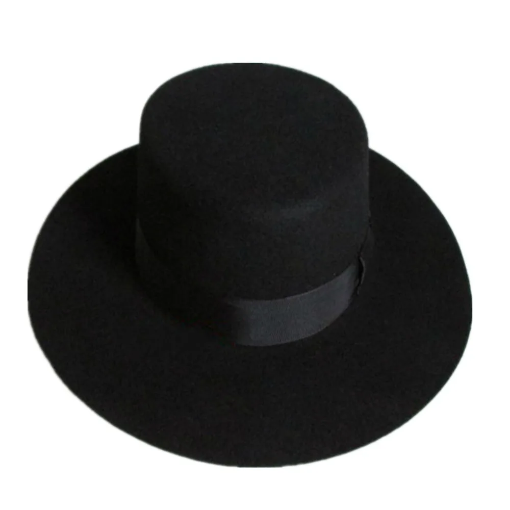 

Black Women Wool Felt Boater Fedora Hat