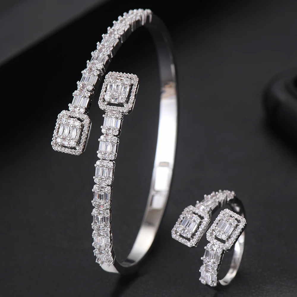 GODKI Luxury Trendy Saudi Arabia Bangle Ring Set Jewelry Sets For Women Wedding Engagement brincos para as mulheres 2020