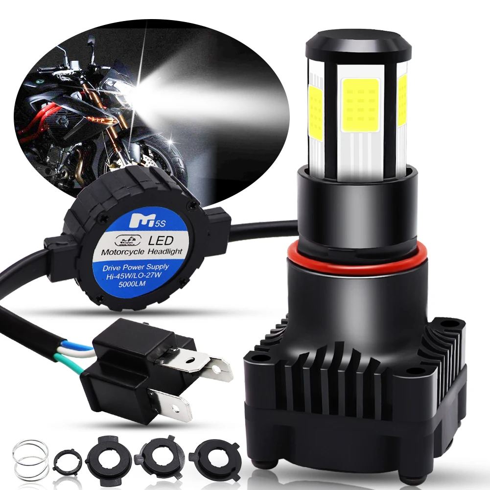 H4 LED Headlight Motorcycle Light Hi-Lo Beam 25W 5000LM COB Chip Scooter Motorbike Moto Universal Front Headlamp Driving Light