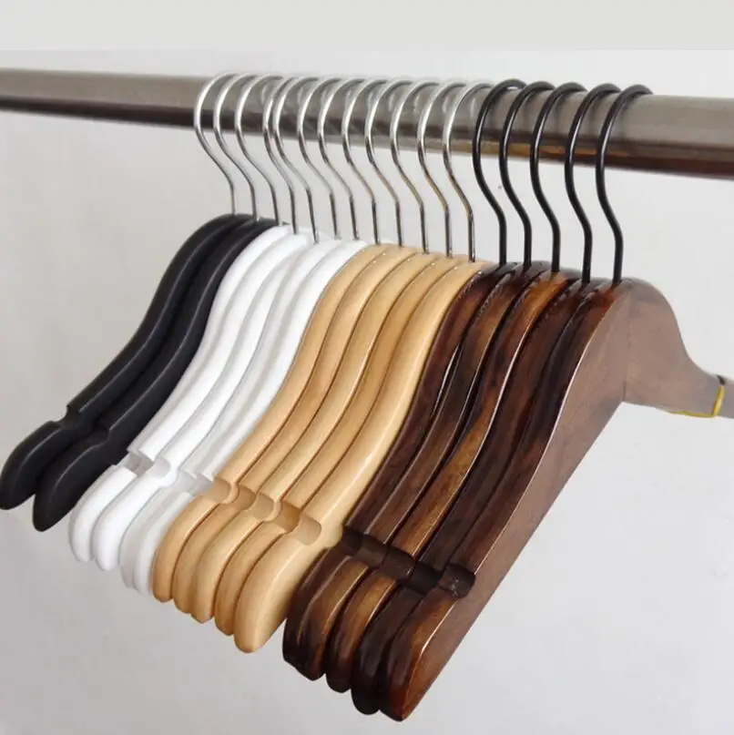 26cm Natural Wood Baby Children Kids Clothes Hanger with Dress Nothches Black White wood Retro color Optional LX6507