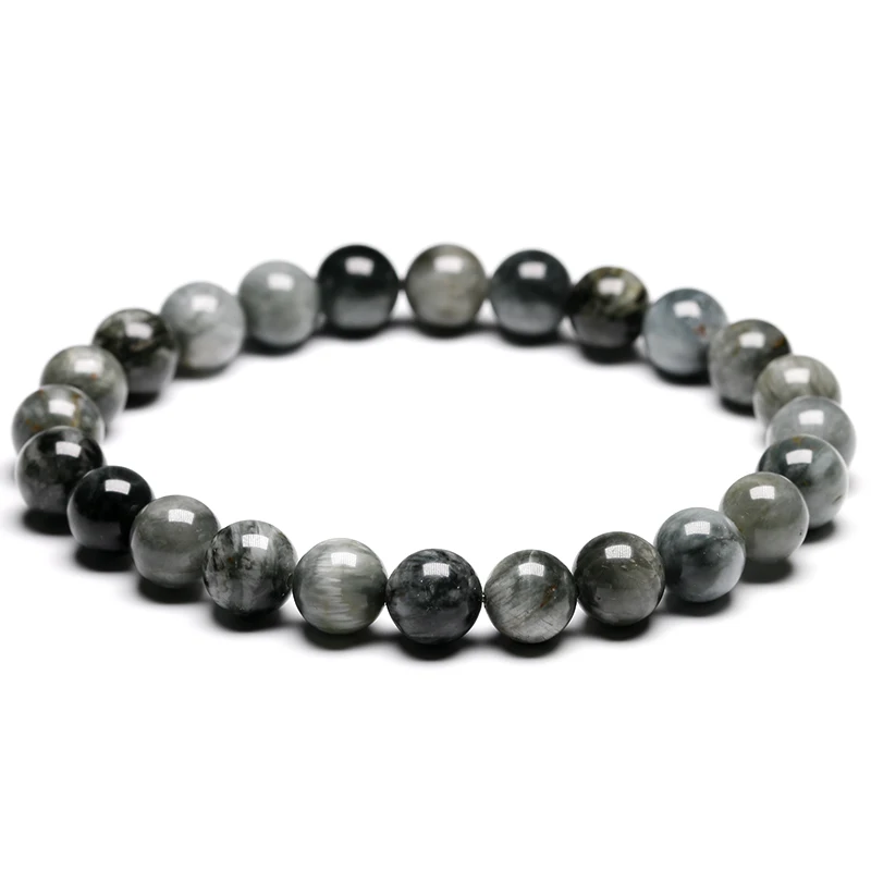 5A Grade Natural Stone Grey Eagle Eye Falcon Eye Beads Strand Bracelet Men Jewelry Beaded Jewellery Unisex Healing Energy Gift