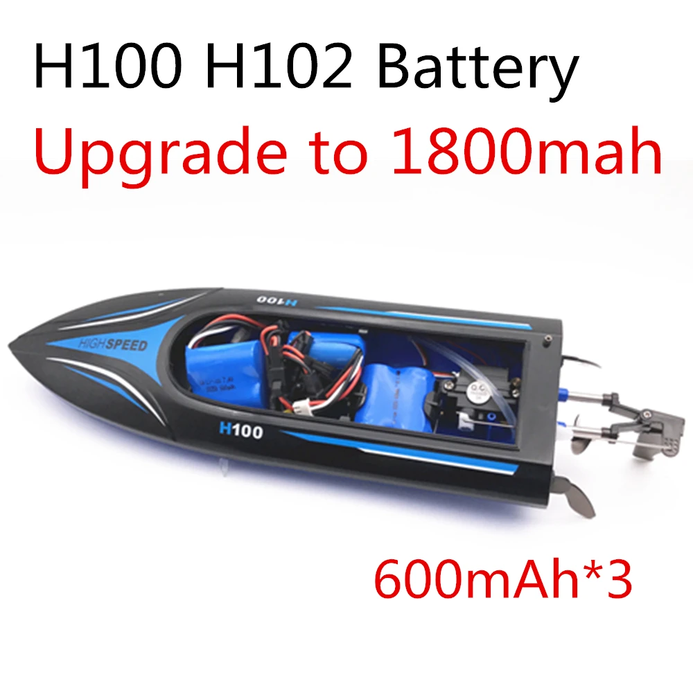 Batería de iones de litio de alta velocidad, mejora a 1800mah en paralelo, 7,4 v, 600mAh, para barco a control remoto H100 H102, 3 uds.