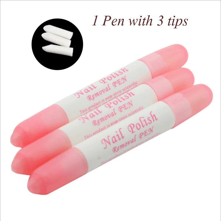 1 pc Brand New Ladies Manicure Nail Art Polish Corrector Remover Pen with 3 Tips