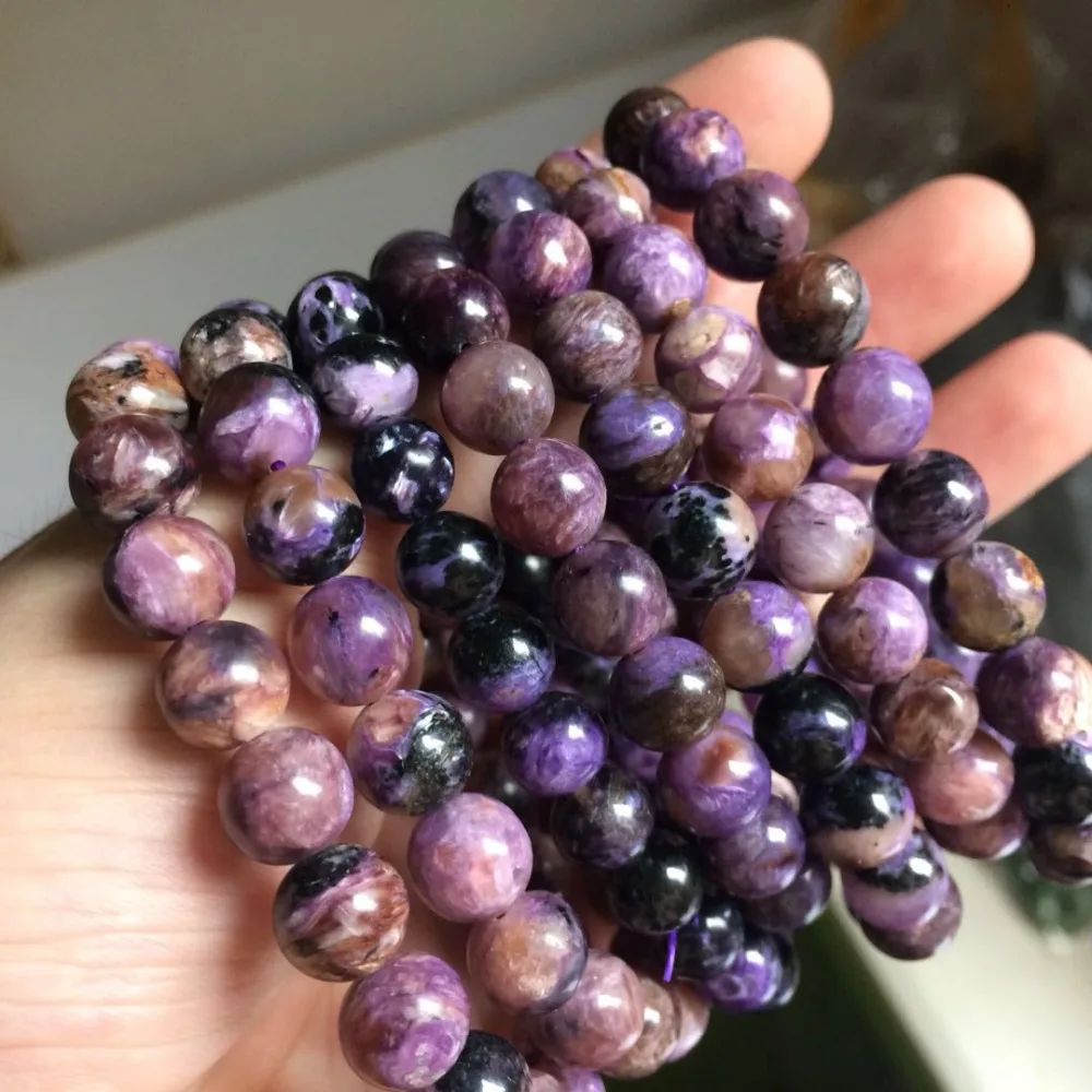 8-9mm Natural Charoite Stone Beads Bracelet Natural Jewelry For Woman Wholesale !