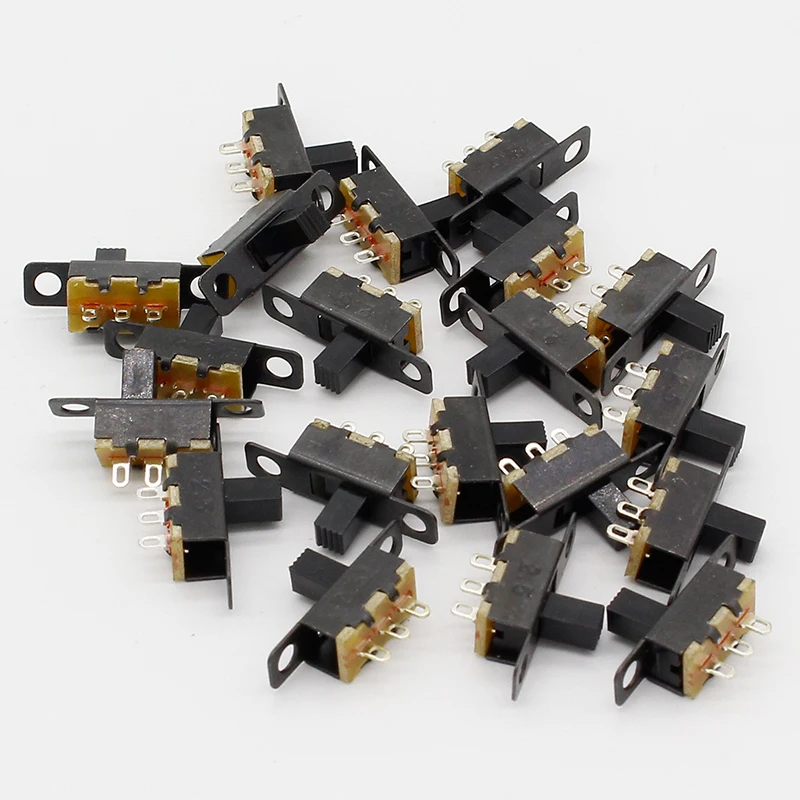 Hot 20pcs 5V 0.3A Mini Size Black SPDT Slide Switch for Small DIY Power