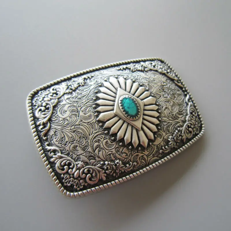 Antique Silver Plated Southwest Totem Rectangle Belt Buckle also Stock in US WT144SL