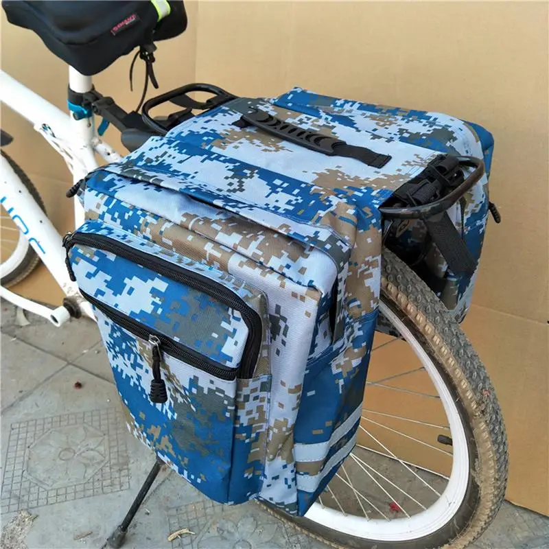 Mountain road bicicleta 2 em 1 camo tronco sacos de ciclismo duplo lado traseiro rack cauda assento pannier pacote bagagem transportadora