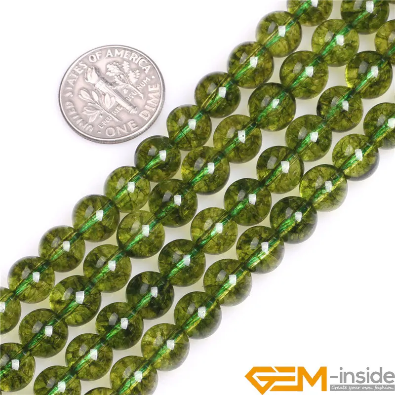 Round Green Peridot Beads For Jewelry Making Strand 15 inch DIY Fashion Bracelet Necklace Jewelry Loose Bead 6mm 8mm