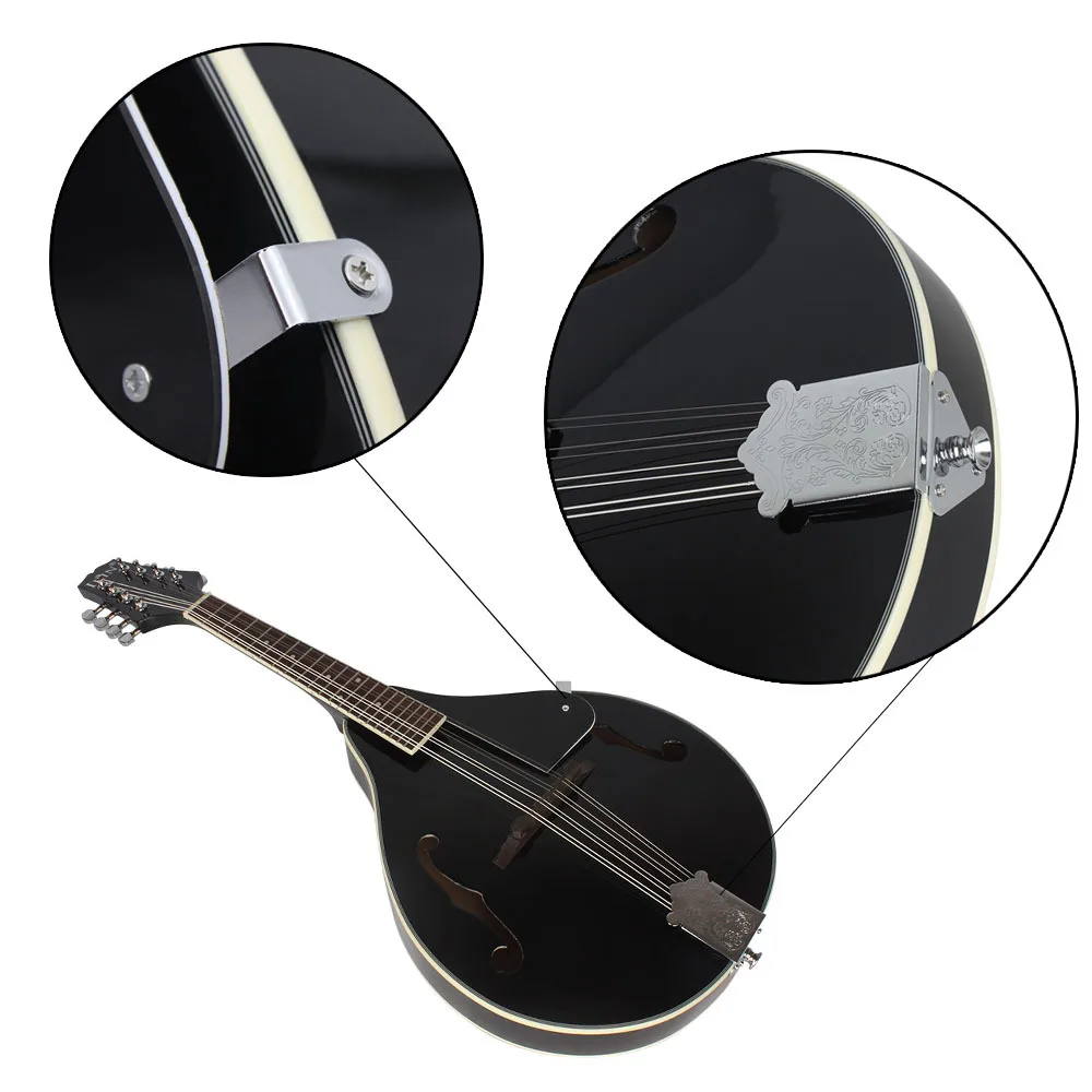 A-Style 8-String Basswood Mandolin Musical Instrument Ukulele with Rosewood Steel String Mandolin Guitar Instrument Adjustable