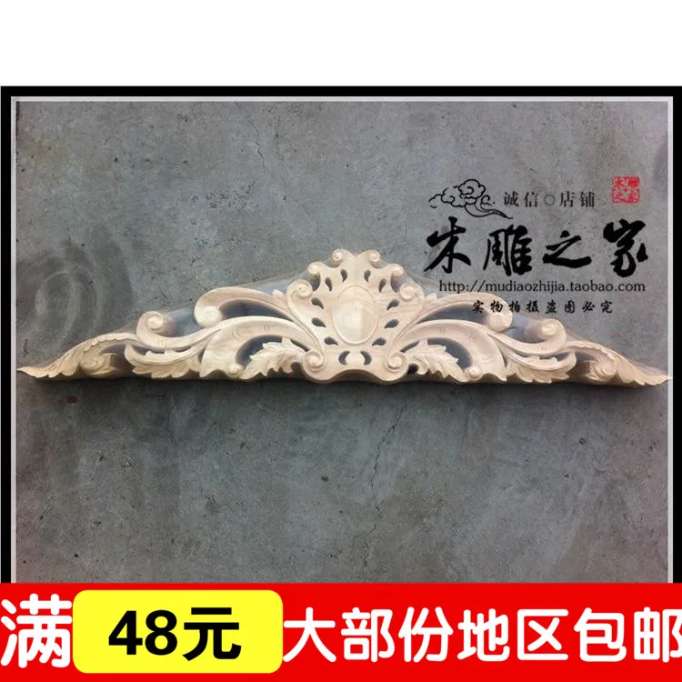 Dongyang wood carving wood flower floral applique patch European Shaoxing door  FLOWER beds cross cab