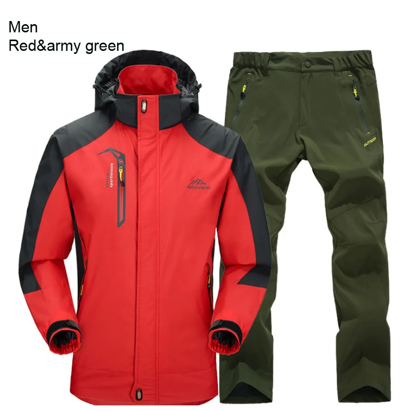 TRVLWEGO Jacke Hose Wandern Camping Frühling & Herbst Outdoor Single Wasserdicht 20000MM Herren Windschutz Trekking Mantel Hose – Detail 14