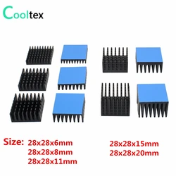 28x28mm Aluminium Heatsink Koellichaam Radiator Voor Elektronische Chip geïntegreerde circuit Cooling koeler Met Thermisch Geleidende Tape