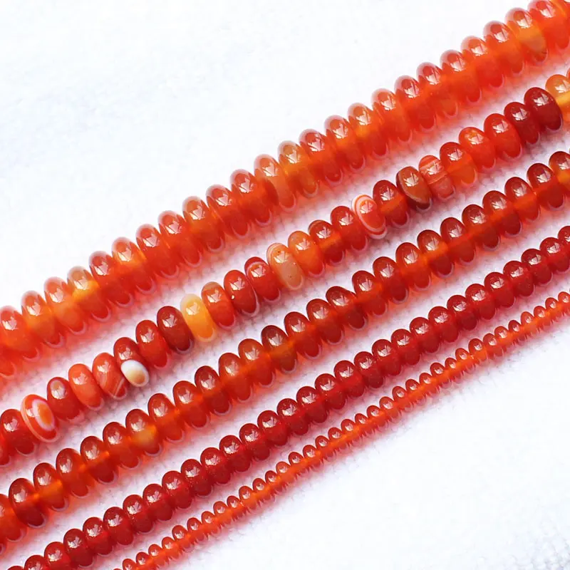 Red agates Rondelle Loose Beads 15