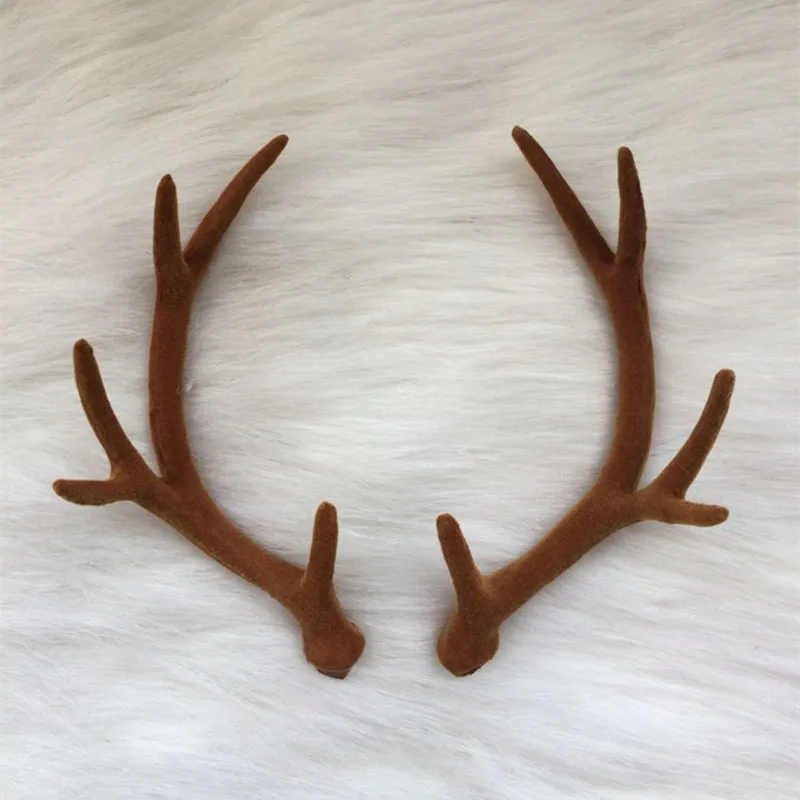 Handmade vivid artificial 17cm brown deer antlers a set DIY material