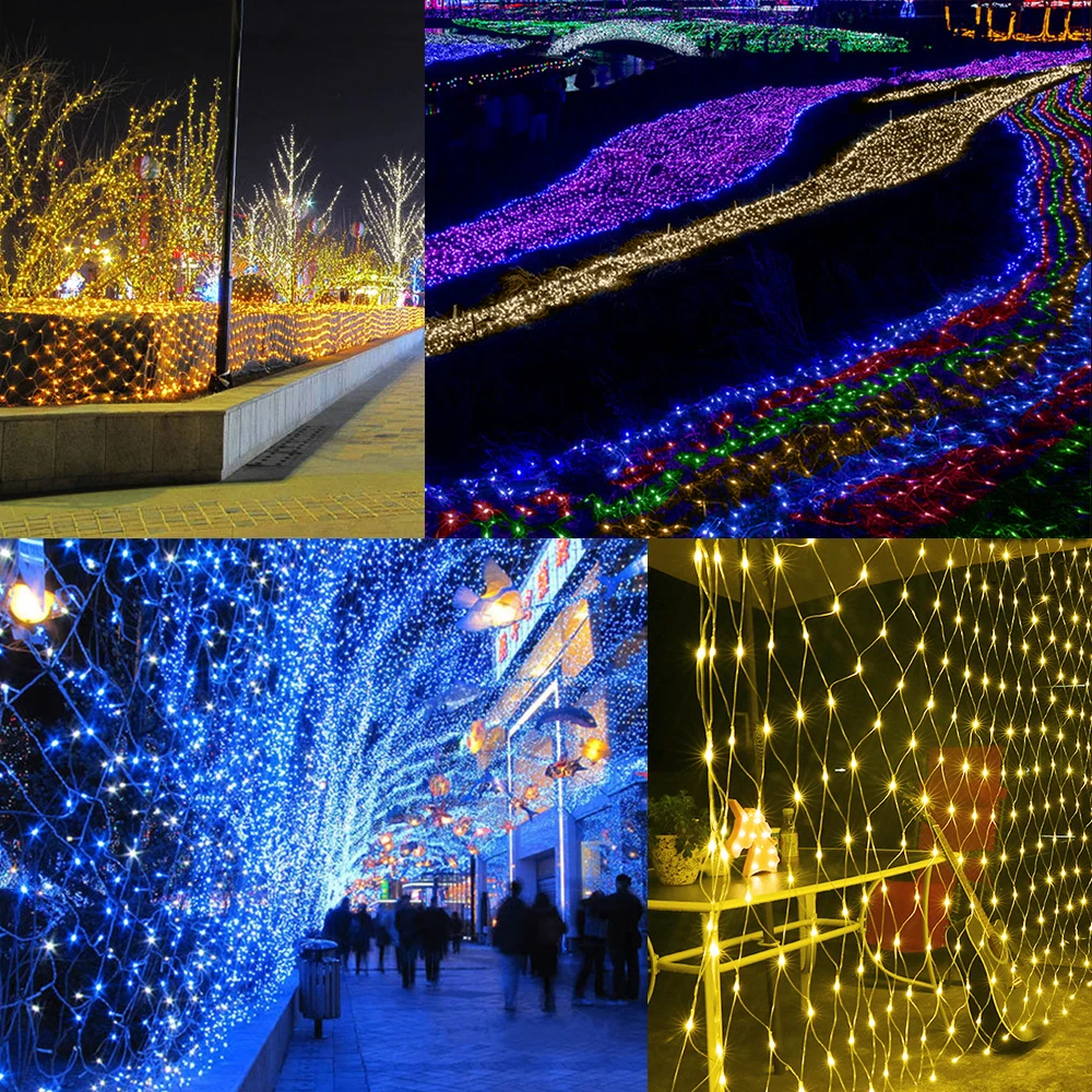 3M x 2M 200 LED Net Light Curtain Net String Light 1.5 x 1.5M 96LEDs Outdoor Home New year Christmas Light decoration 220V 110V